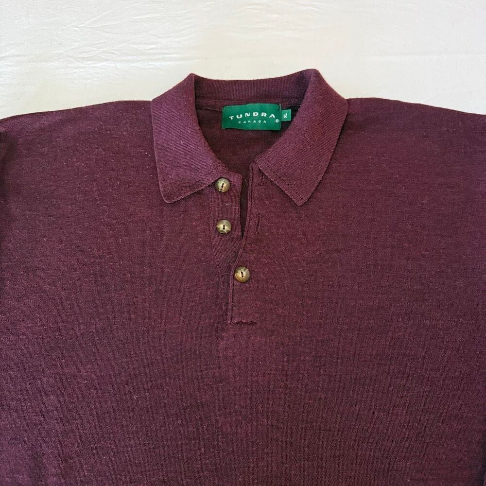 Tundra Canada Virgin Merino Wool Polo Sweater | Men’s XL | Burgundy - Picture 2 of 9